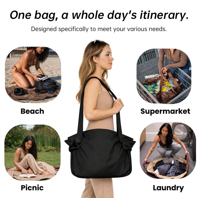 "2-in-1 Foldable Travel Duffel Bag & Picnic Blanket – Large Capacity Waterproof Tote for Gym, Beach & Weekend Trips"